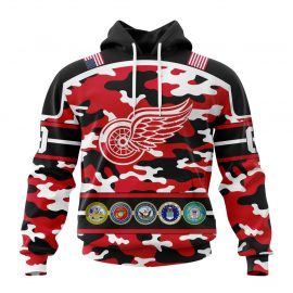 Personalized Detroit Red Wings Camo Color And Military Force Custom Jersey