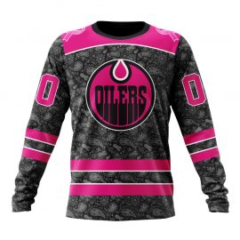 Personalized Edmonton Unique Oilers Pink In The Rink Fight Breast Cancer Long Sleeve