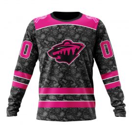 Personalized Minnesota Wild Pink In The Rink Fight Breast Cancer Long Sleeve