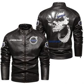 Volvo Personalized Unique Racing Style Stand Collar Leather Jacket Gift Idea For Fan I