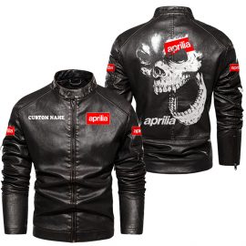 Aprilia Personalized Unique Racing Style Stand Collar Leather Jacket Gift Idea For Fan I