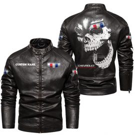 Chevrolet Camaro Personalized Racing Style Stand Collar Leather Jacket For Fan II