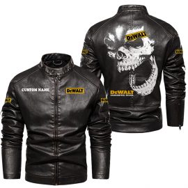 DeWalt Personalized Cool Design Racing Style Stand Collar Leather Jacket For Fan I