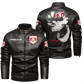 Dodge Personalized Cool Design Racing Style Stand Collar Leather Jacket For Fan II