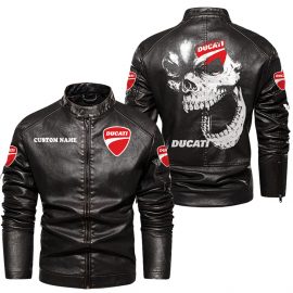 Ducati Personalized Cool Design Racing Style Stand Collar Leather Jacket For Fan I