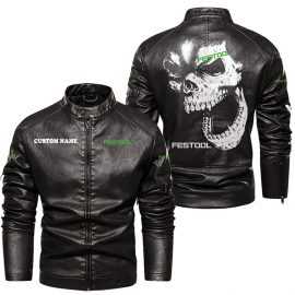 Festool Personalized Cool Design Racing Style Stand Collar Leather Jacket For Fan I