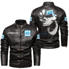 General Motors Personalized Cool Design Racing Style Stand Collar Leather Jacket For Fan I