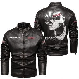 GMC Personalized Cool Design Racing Style Stand Collar Leather Jacket For Fan I