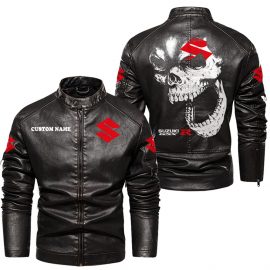 GsxR Personalized Cool Design Racing Style Stand Collar Leather Jacket For Fan I