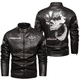 Hilux Personalized Cool Design Racing Style Stand Collar Leather Jacket For Fan I