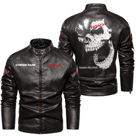 Hitachi Personalized Cool Design Racing Style Stand Collar Leather Jacket For Fan I