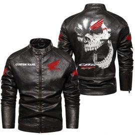 Honda Personalized Cool Design Racing Style Stand Collar Leather Jacket For Fan II