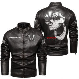 Honda Personalized Cool Design Racing Style Stand Collar Leather Jacket For Fan I