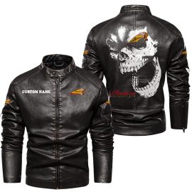 Indian Personalized Cool Design Racing Style Stand Collar Leather Jacket For Fan I