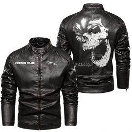 Jaguar Cars Personalized Cool Design Racing Style Stand Collar Leather Jacket For Fan IV