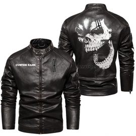 Lincoln Personalized Cool Design Racing Style Stand Collar Leather Jacket For Fan I