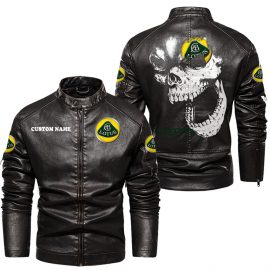 Lotus Cars Personalized Cool Design Racing Style Stand Collar Leather Jacket For Fan I