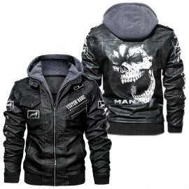 Man Trucks Personalized Cool Design Racing Style Leather Jacket Gift Idea For Fan I