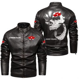 Massey Ferguson Personalized Racing Style Stand Collar Leather Jacket For Fan I
