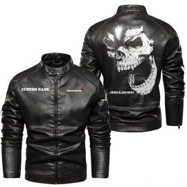 McLaren Personalized Cool Design Racing Style Stand Collar Leather Jacket For Fan II
