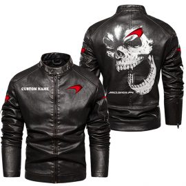 McLaren Personalized Cool Design Racing Style Stand Collar Leather Jacket For Fan I