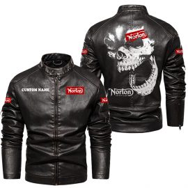 Norton Motorcycle Personalized Cool Design Racing Style Stand Collar Leather Jacket For Fan II