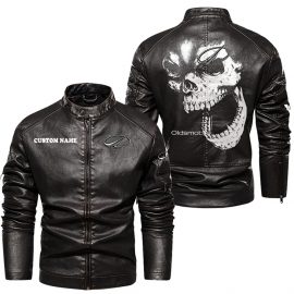 Oldsmobile Personalized Cool Design Racing Style Stand Collar Leather Jacket For Fan I