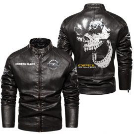 Opel Personalized Cool Design Racing Style Stand Collar Leather Jacket For Fan II