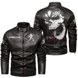 Peugeot Personalized Cool Design Racing Style Stand Collar Leather Jacket For Fan I