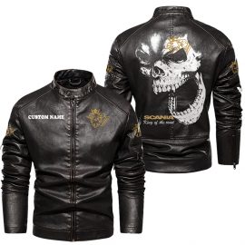 Scania Personalized Cool Design Racing Style Stand Collar Leather Jacket For Fan II