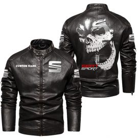 SEAT Personalized Cool Design Racing Style Stand Collar Leather Jacket For Fan I