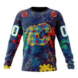Personalized Calgary Flames Unique Fearless Against Autism Long Sleeve
