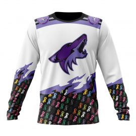 Personalized Arizona Coyotes In October Together We Can Beat Cancer Long Sleeve