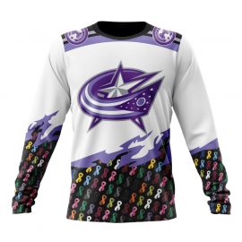 Personalized Columbus Blue Jackets In October Together We Can Beat Cancer Long Sleeve