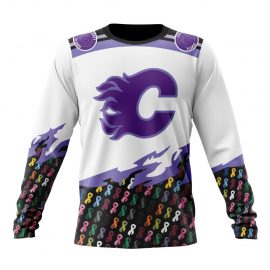 Personalized Calgary Flames In October Together We Can Beat Cancer Long Sleeve
