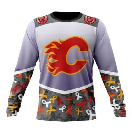 Personalized Calgary Flames Unique Fights Again All Cancer Long Sleeve