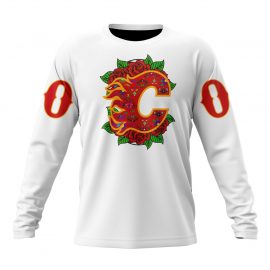 Personalized Calgary Flames Unique Dia De Muertos Design Long Sleeve