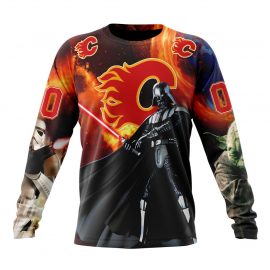 Personalized Calgary Flames Unique Darth Vader Star Wars Long Sleeve