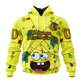 Personalized Chicago Unique BlackHawks Design With Spongebob Custom Jersey