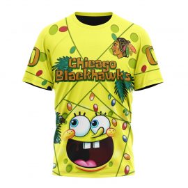 Personalized Chicago Unique BlackHawks Design With Spongebob Short Sleeve