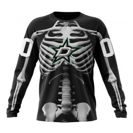 Personalized Dallas Stars Special Skeleton Design For Halloween Long Sleeve