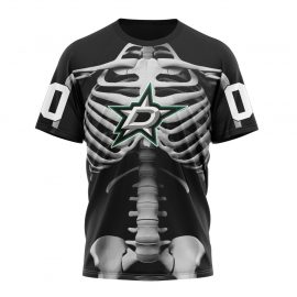 Personalized Dallas Stars Special Skeleton Design For Halloween Short Sleeve