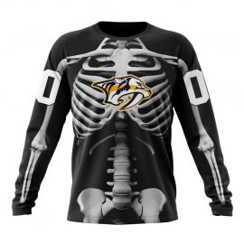 Personalized Nashville Predators Skeleton Design For Halloween Long Sleeve