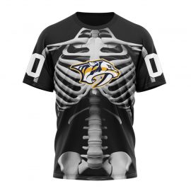 Personalized Nashville Predators Skeleton Design For Halloween Short Sleeve