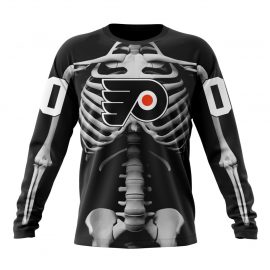 Personalized Philadelphia Flyers Skeleton Design For Halloween Long Sleeve