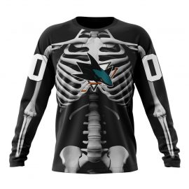 Personalized San Jose Unique Sharks Skeleton Design For Halloween Long Sleeve