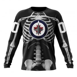 Personalized Winnipeg Jets Skeleton Design For Halloween Long Sleeve