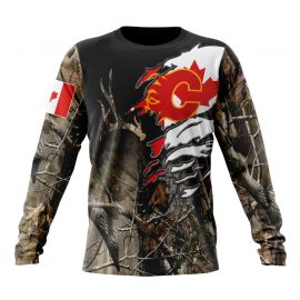 Personalized Calgary Flames Unique Camo Realtree Hunting Long Sleeve