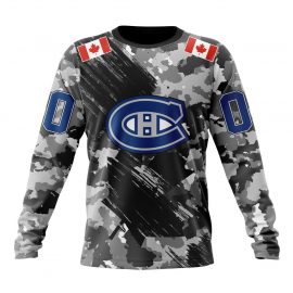 Personalized Montreal Canadiens Unique Camo Armed Forces Canada Flags Long Sleeve