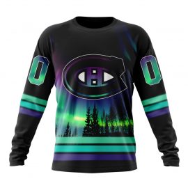 Personalized Montreal Canadiens Unique Northern Lights Design Long Sleeve